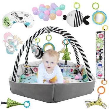 Yookidoo 3-in-1 Baby Play Gym & Activity Mat With Tummy Time Pillow & Toys - Lay To Sit-Up For Newborns 0-12 Months