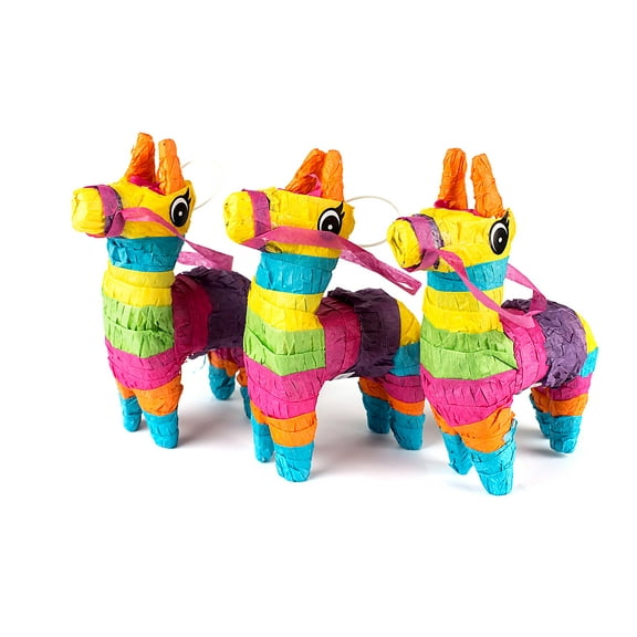 Mini Donkey Pinata Set - 3 Pack 4"x7" for Fiesta Party Decorations and Favors