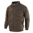 thumbnail image 6 of hlysgo Mens Quilted Jackets Winter Warm Plaid Lined Padded Coats with Inner Pockets Heavyweight Business Casual Outdoor Work Jacket Brown M, 6 of 9