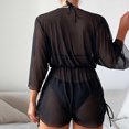 thumbnail image 6 of Women's Bikini Set Three Piece Lace Up High Waist Sexy Swimsuit with Removable Bra Pads No Underwire for Beach Vacation,Black,L, 6 of 9