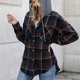 thumbnail image 2 of Camisa con capucha para mujer Estilo a cuadros Manga larga con botones Chaqueta con capucha de fibra de poliéster para mujer para citas en la oficina Calle Azul XL, 2 of 6