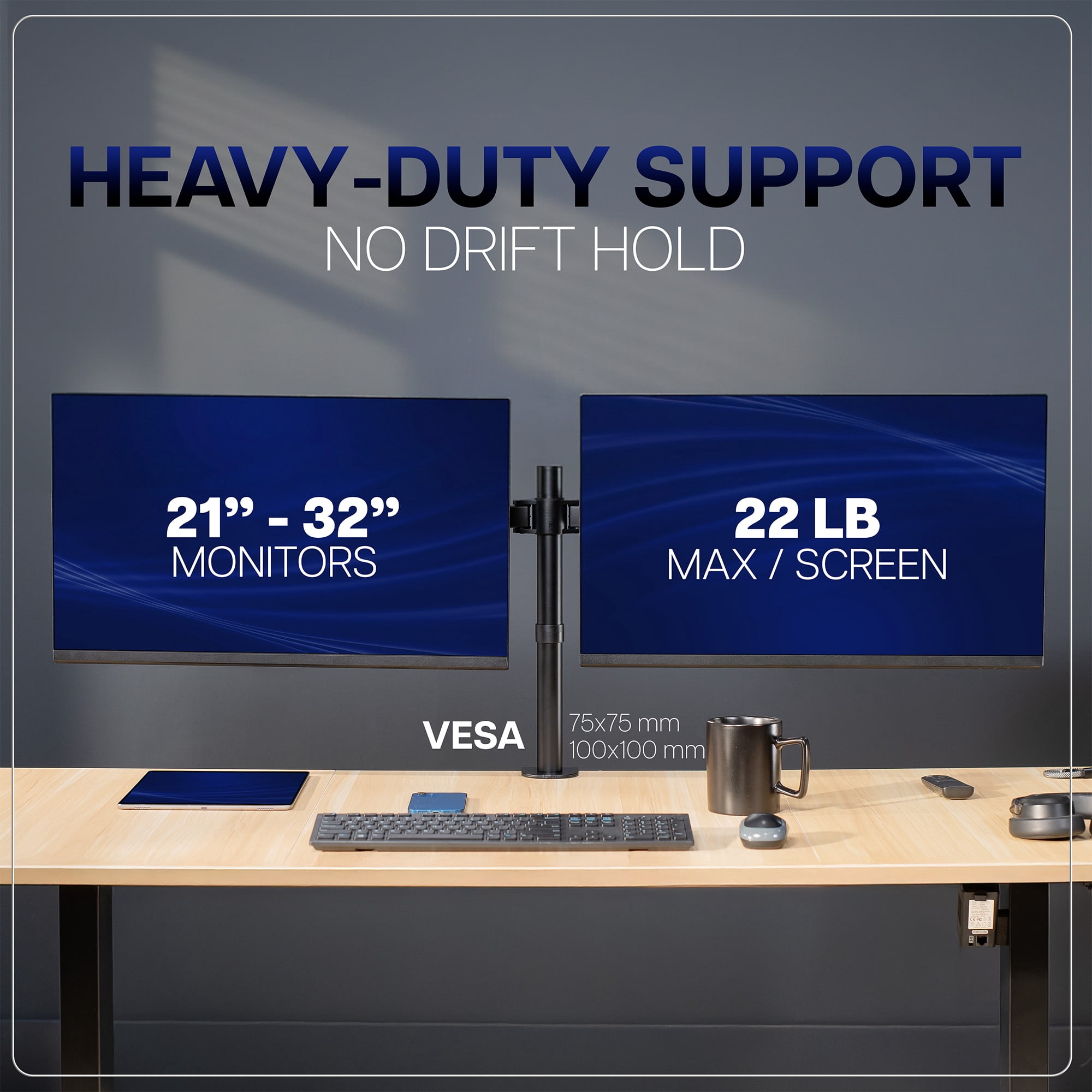 VIVO Telescoping Dual 21" to 32" Monitor Mount, Heavy Duty Desk Stand