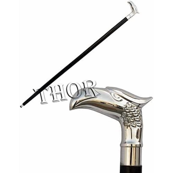 Brass Eagle Head Handle Nautical Style Walking Stick Wooden Cane Rustic Vintage Home Decor Gifts