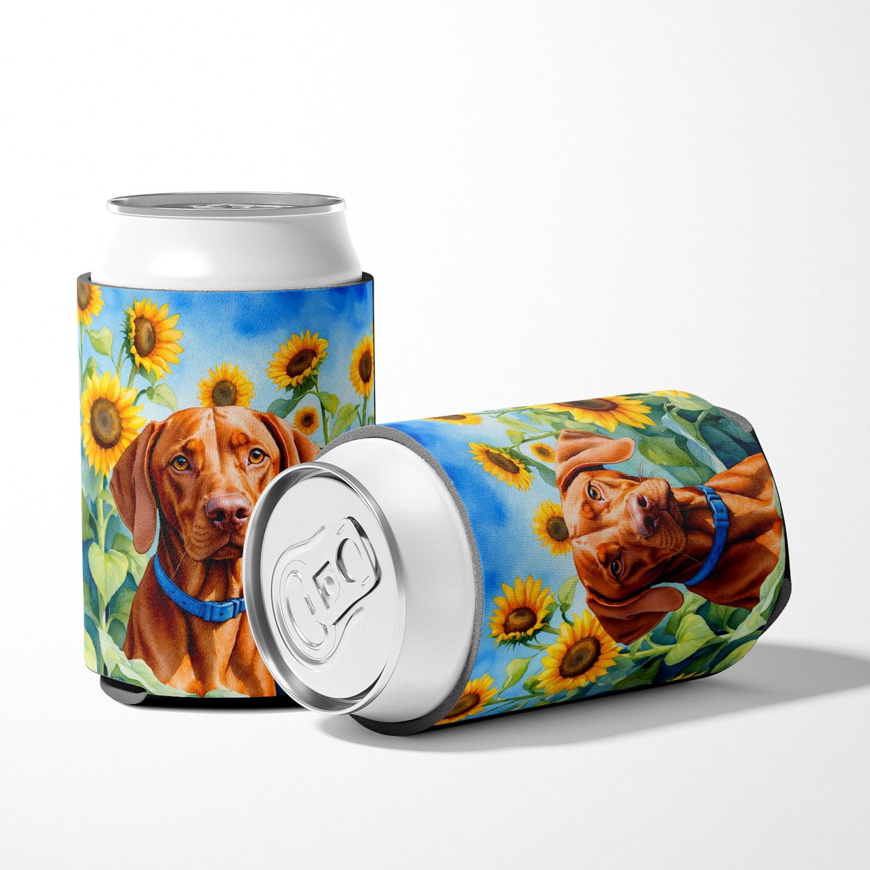 Vizsla in Sunflowers Can or Bottle Hugger 3 in x 5 in