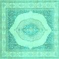 thumbnail image 1 of Ahgly Company Indoor Square Abstract Turquoise Blue Modern Area Rugs, 8' Square, 1 of 4