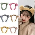 thumbnail image 6 of HeroNeo Women Cute Cartoon Bear Ears Headband Fuzzy Plush Candy Color Makeup Hair Hoop, 6 of 19