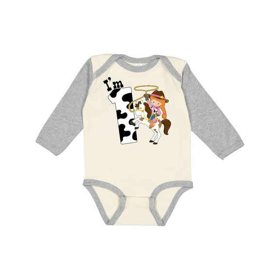 Inktastic I'm One-cowgirl Riding Horse Birthday Girls Long Sleeve Baby Bodysuit