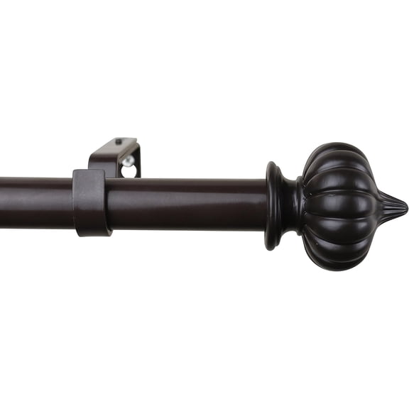 Urbanest Adjustable Single Curtain Rod Set Bishop Finials – 1 - Inch Diameter, With Bronze Rod, 28–48 Inches