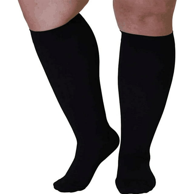 xinxixnxx 2 Pairs Compression Socks Wide Calf Skin Color Multicolored Practical Knee-High Support Foot Compressor Black/Toe Cover M