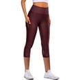 thumbnail image 3 of IDALL Capri Pants for Women Capri Leggings for Women Seven Drying Quick Elastic Point Yoga Pants Tight Women Reflective Pants Yoga Yoga Pants Yoga Pants Women Summer Pants Wine XS, 3 of 4