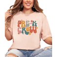 thumbnail image 2 of Pre-K Crew Shirt for Women Girly Flowers & Stars Grade School T-Shirt for Teachers Peach Shirt Adult Large, 2 of 4