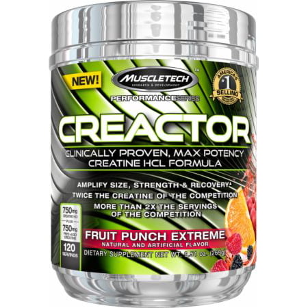 MuscleTech 100% Creatine - Performance Series Creactor Dietary Supplement, Fruit Punch Extreme, 120