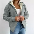 thumbnail image 4 of 2025 New Fashion Plus Size Women's Solid Color Long Sleeved Zipper And Fleece Hooded Sweatshirt Jacket Top, 4 of 9