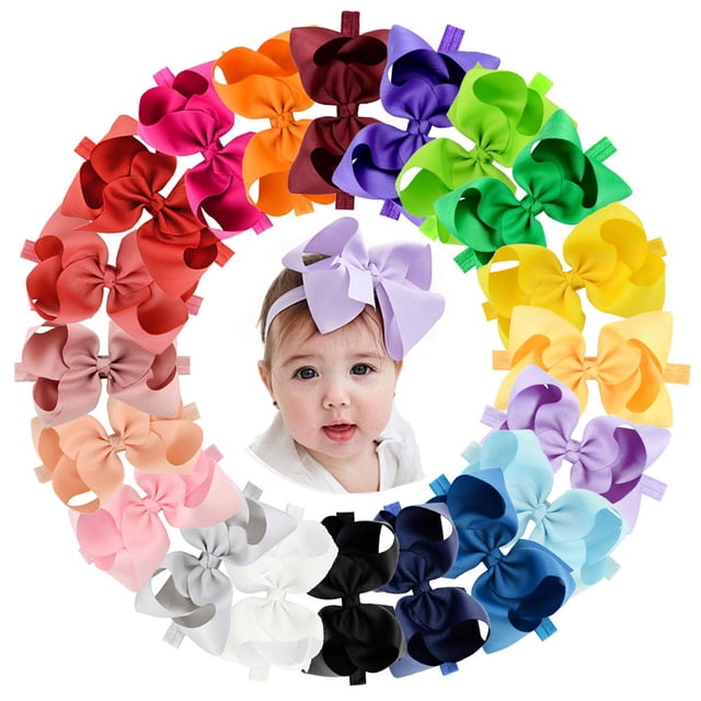 Set de 20 diademas con lazos de cinta de Grosgrain de 6"