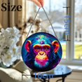 thumbnail image 3 of Portrait of Monkey Stained Glass Suncatcher Handmade Window Hanging Colored Glass Suncatcher Crafts Kits for Indoor Garden Decor Memorial Gift 16x16cm, 3 of 7