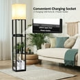 thumbnail image 2 of Floor Lamp with Shelves, Shelf USB Floor Lamp, 3 Color Temperatures Solid Wood Floor Lamp with 2 Charging Ports and 1 Power Outlet, Lamps for Livingroom Bedroom, Bulb Included, Matt Black, 2 of 9