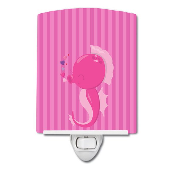 Caroline's Treasures BB7130CNL Pink Seahorse Ceramic Night Light, Pink, 6x4x3", multicolor