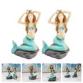 thumbnail image 4 of 2 Pcs Décoration d'Aquarium Statue de Sirène Résine Style Fantastique 11.8x3.1in, 4 of 8