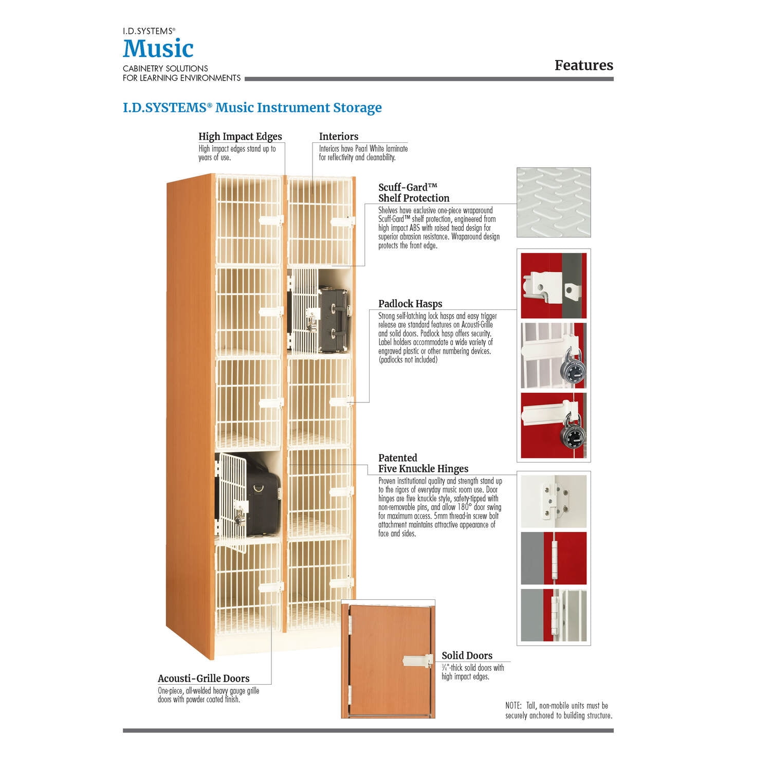 Id Systems 5 Compartment Instrument Storage With Acousti Grille Doors 14 W X 84 H X 29 D Walmart Com Walmart Com