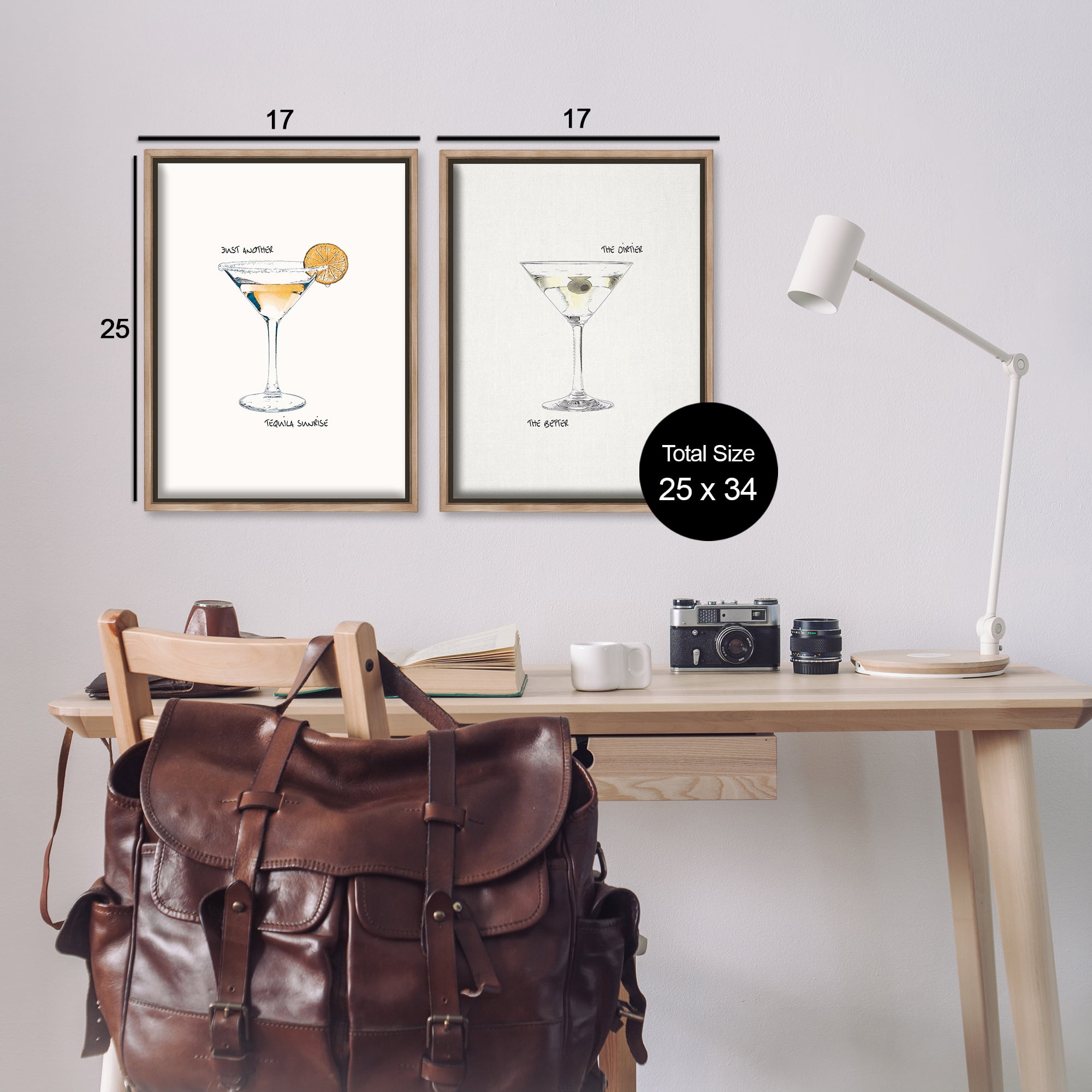 Stupell Industries Tequila Cocktails & Phrases Food & Beverage Painting Brown Floater Framed Canvas Art Print Wall Art, 17 x 25, Set of 2
