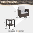 thumbnail image 4 of EAGLE PEAK Ocean Vista Patio Outdoor 3 piece Variated Brown Wicker Conversation Swivel Chair Set, Beige Cushions, 4 of 9