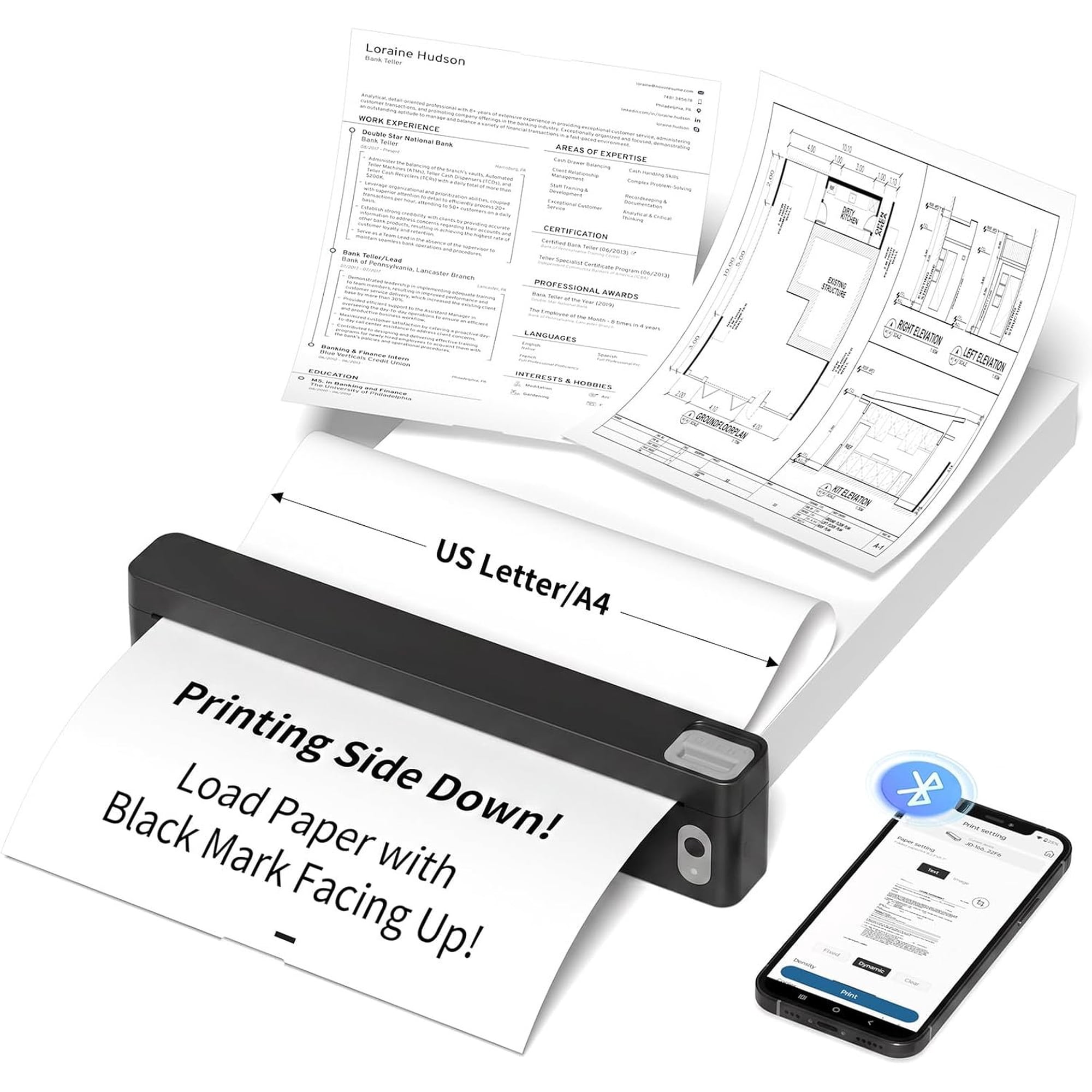 Portable Letter Thermal Printer with , Inkless Printing