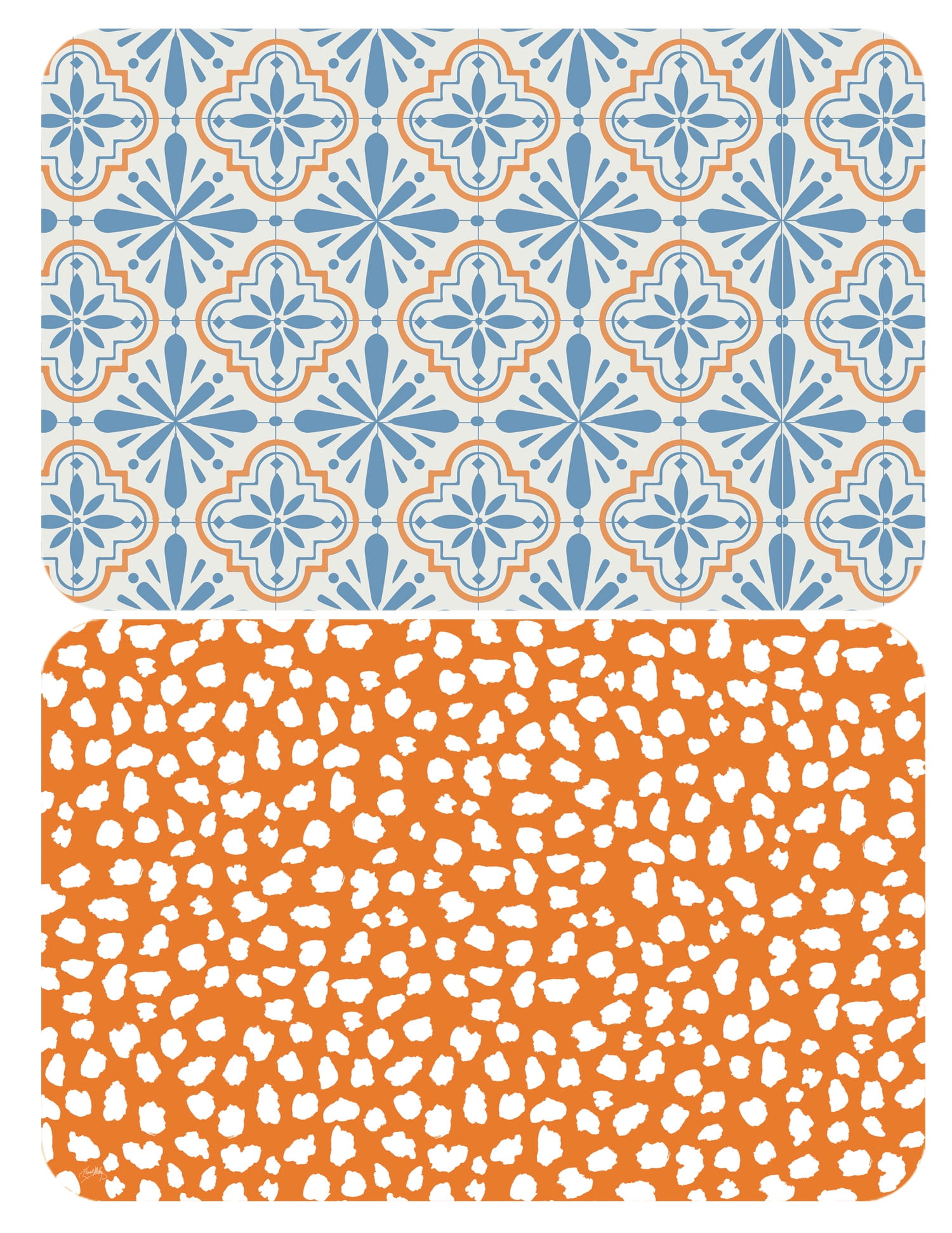Cool Tile Pattern, Reversible Placemat, 17.13" x 11.25", Individual Count,  Multiple Colors