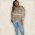 thumbnail image 7 of Plus Size Taupe Striped Sleeve Top Size 1X, 7 of 7
