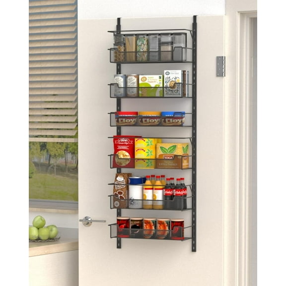 Costway Hanging Kitchen Storage Wire, 6-Tier Adjustable Pantry Door ...