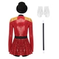 thumbnail image 4 of Linjinx Women Sequin Lion Tamer Outfit Fringed Bodysuit And Accessories Set Red M, 4 of 7