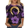thumbnail image 6 of BVOFAR BLACK History Shirts for Women 3/4 Sleeve Crew Neck Tops Casual Summer Pride Celebrating Black History Month Shirt Purple XXL, 6 of 9