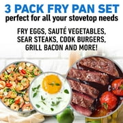 Granitestone Diamond Nonstick Frying Pan Set Piece 8 10 12 Triple Coated Mineral & Diamond Frying Pans, Skillets Cooking Pan Induction Oven Safe Black