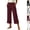 29# Wine, variant on Women's Wide Leg Cropped Pants Cross High Waist Stretchy Culottes Lightweight Lounge Pants with Side Slit Gray S