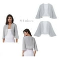 thumbnail image 6 of Aislor Womens 3/4 Sleeve Bolero Chiffon Shrug Open Front Cropped Cardigans for Wedding Party Dress Size S-3XL Grey XL, 6 of 7