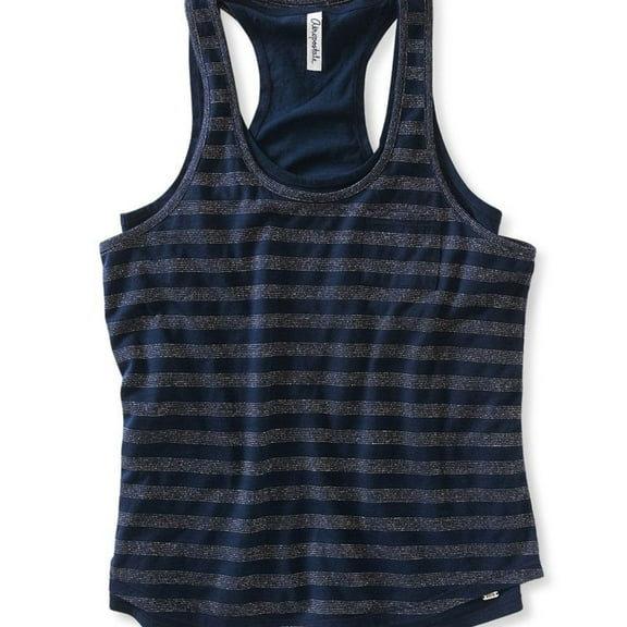 Aeropostale Womens Shimmer Stripe Tank Top, Blue, Juniors, X-Large