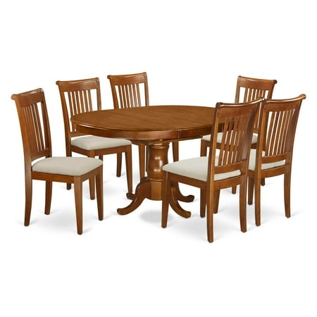 East West Furniture Portland 7 Piece Windsor Dining Table Set