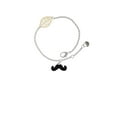 thumbnail image 2 of Delight Jewelry Silvertone Small Black Enamel Mustache - Goldtone Leaf Delicate Bracelet, 6.25+1.75", 2 of 4