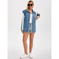 thumbnail image 3 of DARING DIVA Women's Button Down Oversized Sleeveless Utility Jean Jacket 2XL Blue, 3 of 7