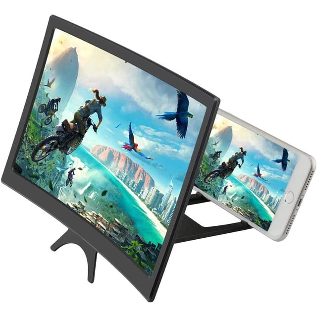 Phone Screen Magnifier Enlarger, 12" Foldable 3D Screen Smart Phone Amplifier Zooms 3-4 Times with Curved Surface Design, Magnifier Film for All Smart Phone