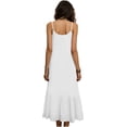 thumbnail image 5 of ClodeEU Women's Linen Round Neck Sleeveless Maxi Dress ,Spaghetti Strap Backless Casual Loose Long Dress White,Womens Plus M, 5 of 6