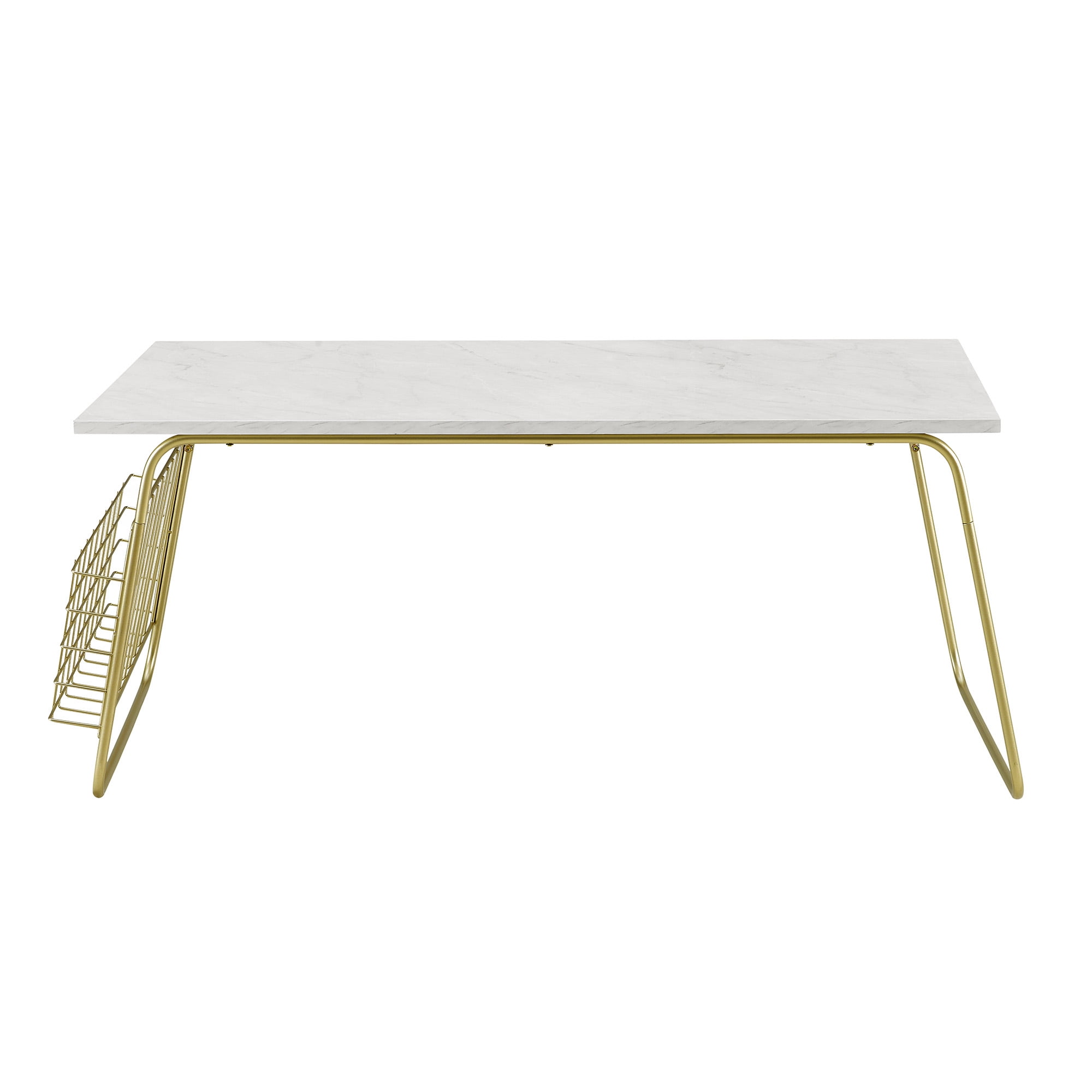 Modern Faux Marble Coffee Table with Magazine Holder by Manor Park