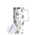 thumbnail image 2 of 40 oz Tumbler With Handle Stainless Steel Insulated Tumbler With Lid for Car Cup Holder Cute Penguins and Heart Pattern, 2 of 9