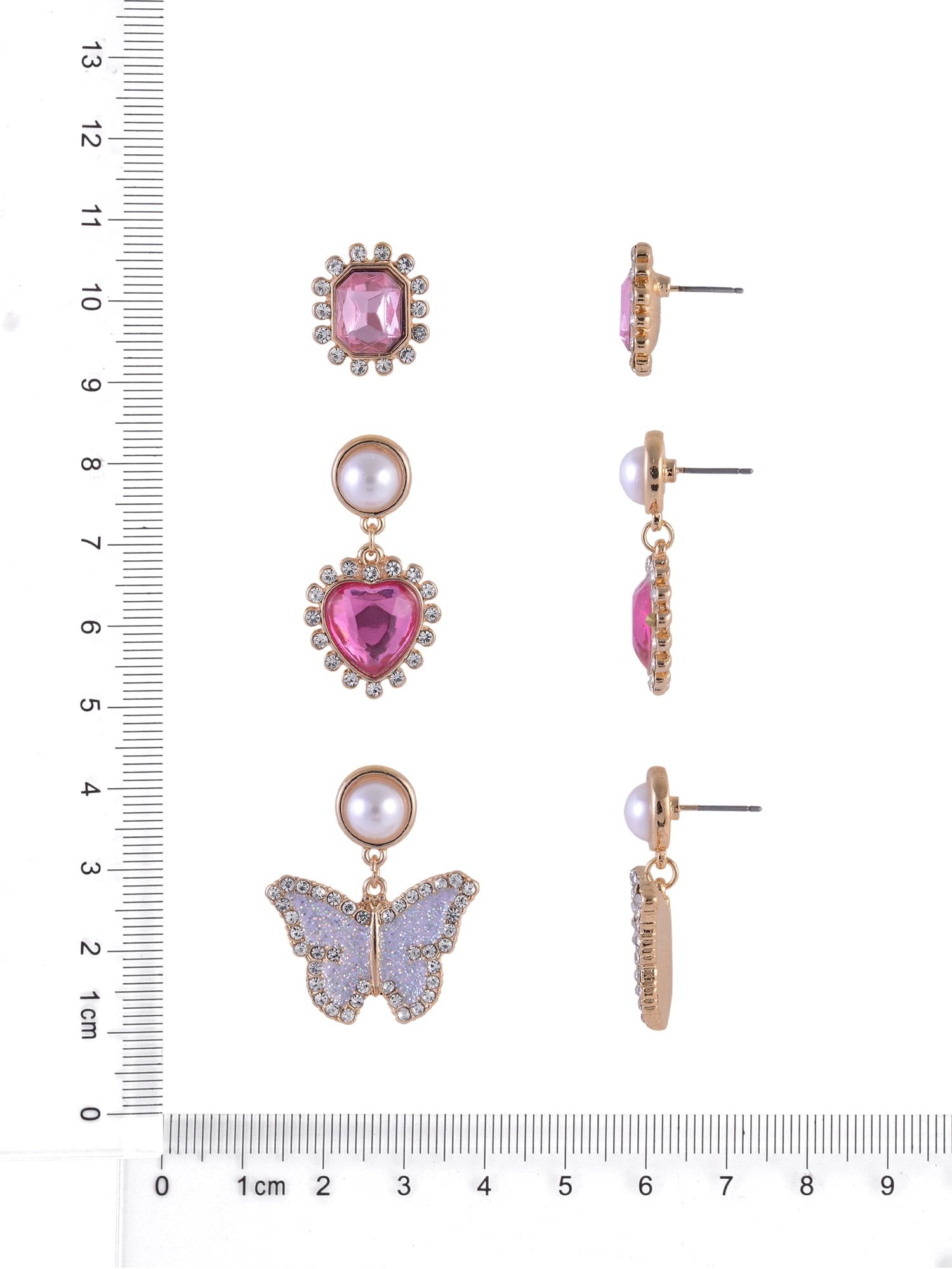 Wonder Nation Goldtone 3pc Butterfly Multi Stone Glitter Drops Earring Set
