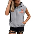 thumbnail image 2 of Tops for Women under $5 Sleeveless Printed Pocket Hat Rope Hooded Sweatshirt Top Gray, 2 of 5