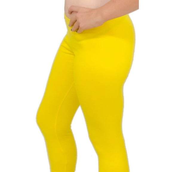 Vivian's Fashions Long Leggings - Cotton, Misses Size (Yellow, XXS)