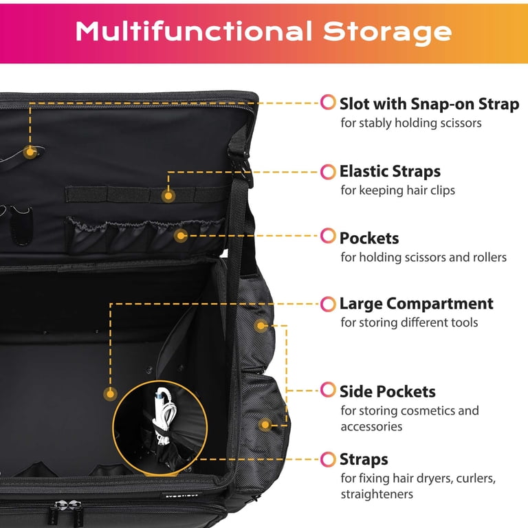 Byootique Soft Rolling Hair Stylist Train Case w/ Hair Tools