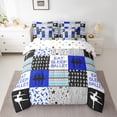 thumbnail image 3 of Homewish Teens Cartoon Princess Bedding Comforter Set 7pcs, Blue Art Patchwork King Bedding Sets, Eat Sleet Ballet Sport Reversible Bed Sheets, Super Cozy Room Decor, 3 of 8