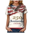 thumbnail image 6 of COMVALUE Women's Vintage American Flag Short Sleeve Pullover Tshirt 250th Anniversary Independence Day (Brick Red, XL), 6 of 8