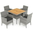 thumbnail image 2 of Costway 5 Pieces PE Wicker Patio Dining Set with Cushions and 1.97" Umbrella Hole, 2 of 10