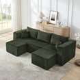 thumbnail image 2 of NeoKo Compact Modular Sectional Sofa | Ultra-Comfy Compressed Corduroy Couch | Modern Minimalist Space-Saving Modular Sofa-Green, 2 of 7